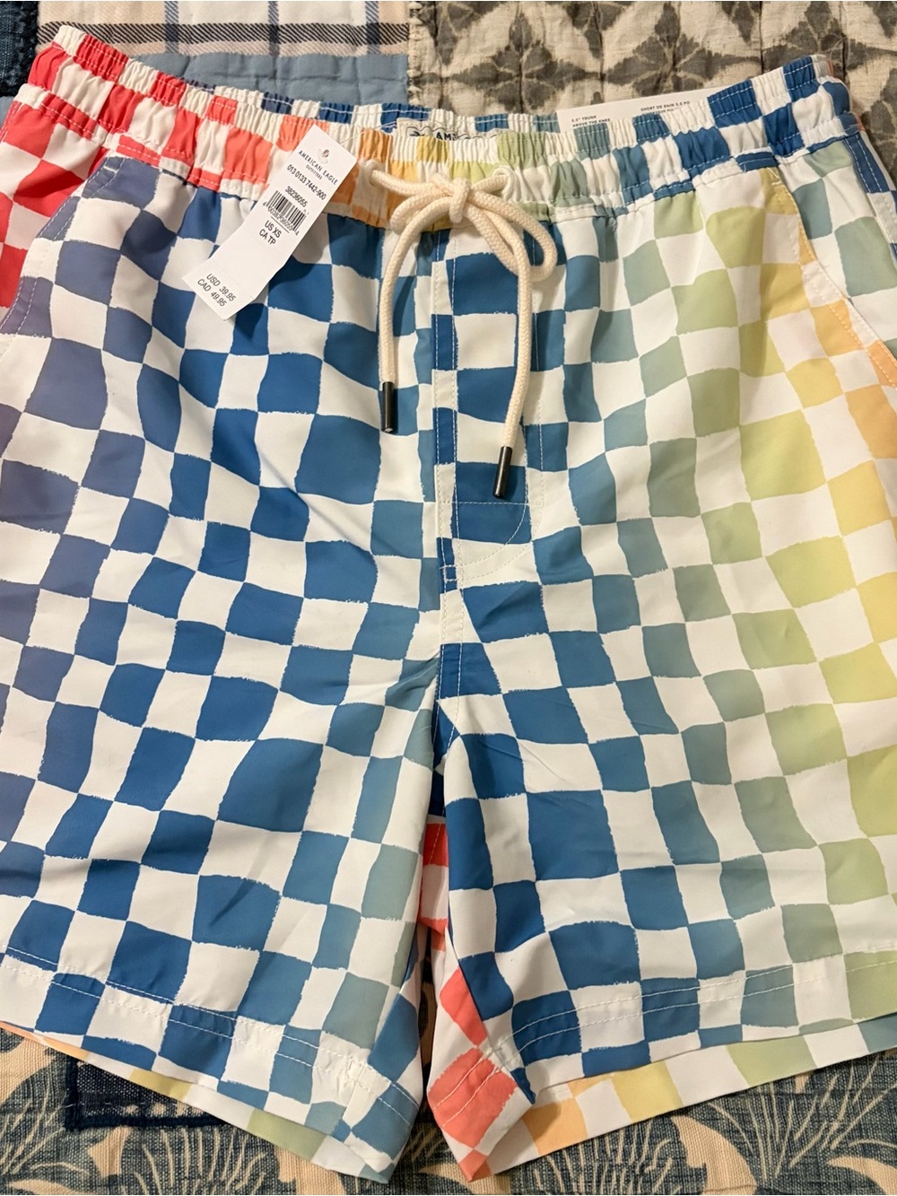 AE Men’s Checkerboard Rainbow Swim Trunks